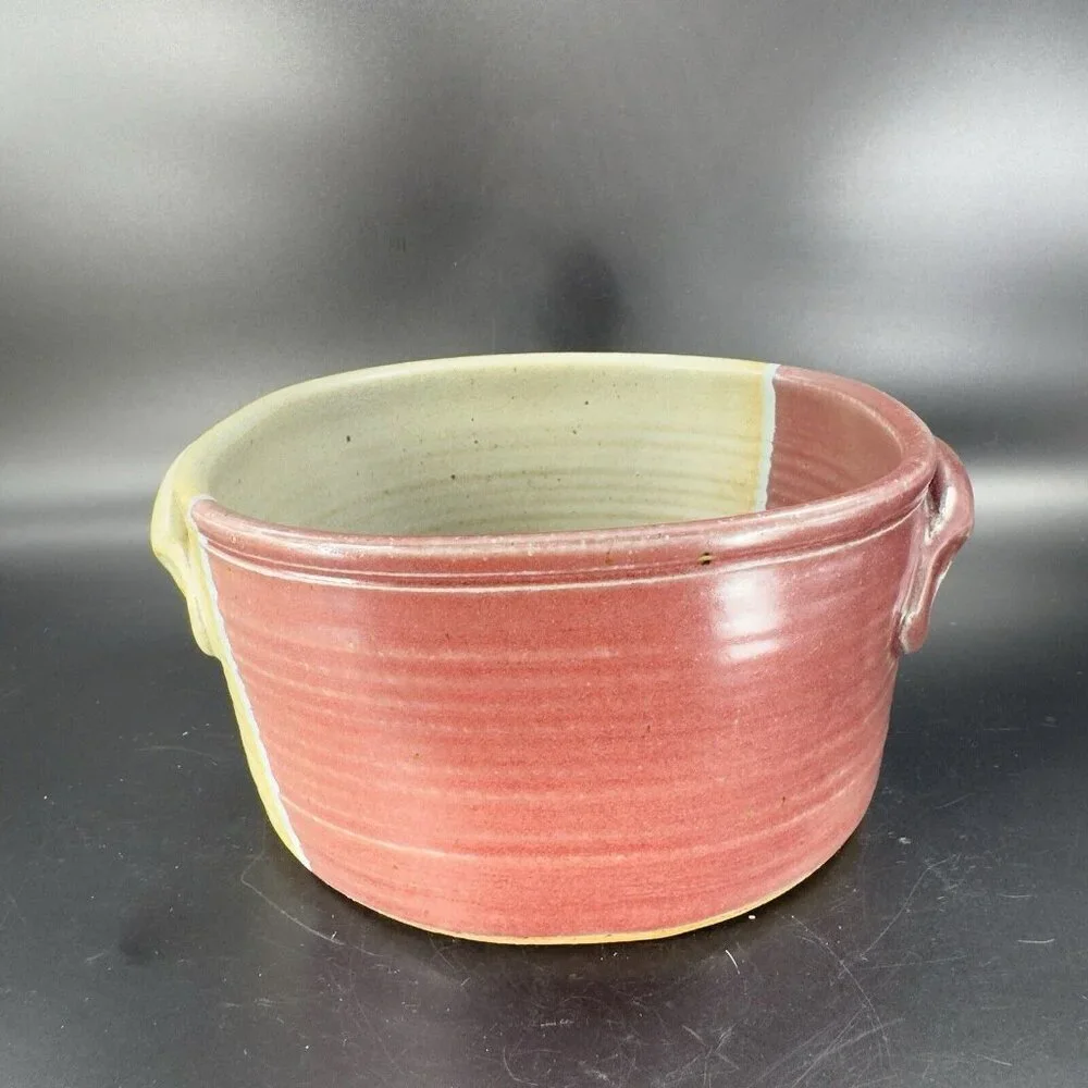 Hand Made Studio Art Pottery Bowl Dish With Handles Signed B‎ Creek Planter Pot